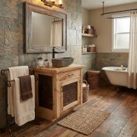 Cedar Vanity: Some lifestyle images are created with AI for visualization purposes. Crafted from natural solid wood, each piece is unique and will vary.