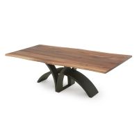 Bow & Arrow Natural Wood Dining Table - Live Edge Black Walnut Table Top - Natural Clear Table Top Finish - Black Steel Table Base