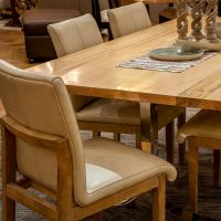 Watson Falls Upholstered Leather Dining Chair - Natural Beige Leather