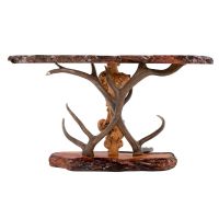 Real Elk Antler Console Table Made with Redwood Slabs