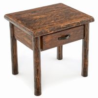 Olde Towne 1 Drawer Log Nightstand--Barnwood Lager finish, Metal handle