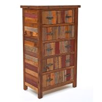 Barnwood Five Drawer Chest in Vintage Colors