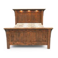 Rustic Barnwood Panel Bed, Shown with Downlight Option