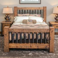Sawmill Hickory Spindle Timber Frame Bed--Queen, Antique Barnwood finish