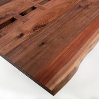Natural Hardwood Strip Live Edge Dining Table - Black Walnut - Natural Clear Finish