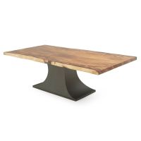 Anvil Forge Hardwood Dining Table - Asian Walnut Table Top - Live Edge - Natural Clear Finish