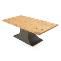 Anvil Forge Hardwood Dining Table - Smooth Alder Table Top - Flat Edge - Natural Clear Finish