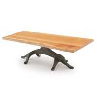 Live Edge Tree of Life Coffee Table With Cherry Tabletop in Natural Clear Finish With a Black Steel Table Base
