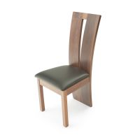 Delphi Black Walnut Dining Chair - Black Leather Seat