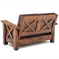 Western Winds Weathered Wood Loveseat - Antique Barnwood Finish - Leather Fabric Cushions