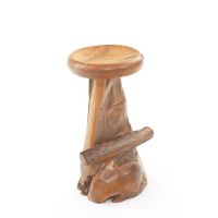 Rustic Natural Wood Teak Bar Stool