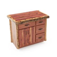 Rustic Red Cedar Log Bathroom Vanity - 36" Sink Left (Custom Liquid Glass Top Finish)