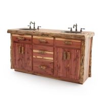 Rustic Red Cedar Log Bathroom Vanity - 60" Double Sink
