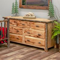 Cottage Hickory 7 Drawer Log Dresser