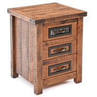 Black Granite 3 Drawer Nightstand