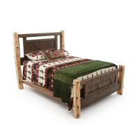 River Rustic Cedar Post Barnwood Panel Bed