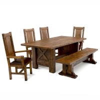 Western Winds Rustic Barn Door Dining Table w/ bench & chairs--Antique Barnwood finish