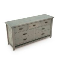 Cottage Gray Corrugated 7 Drawer Barnwood Dresser