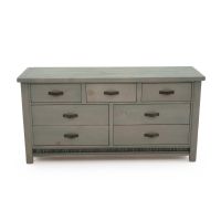 Cottage Gray Corrugated 7 Drawer Barnwood Dresser
