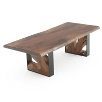 The Root Solid Wood Coffee Table - Black Walnut - Live Edge - Natural Clear