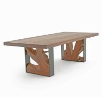 The Root Solid Wood Coffee Table - Black Walnut - Flat Edge - Natural Clear