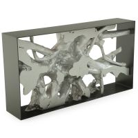 Modern Teak Console Table- Silver Finish
