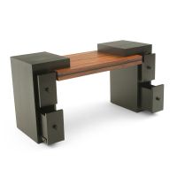 Urban Rustic Ebony & Golden Walnut Desk - Ebony Accents and 4 Drawers