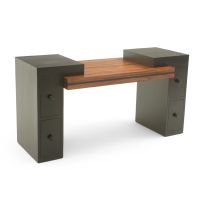 Urban Rustic Ebony & Golden Walnut Desk - Ebony Accents and 4 Drawers