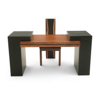 Urban Rustic Ebony & Golden Walnut Desk - Ebony Accents and 4 Drawers, Shown with the Urban Rustic Dayton Upholstered Dining Chair
