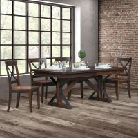 Wellington Reclaimed Barn Wood Pedestal Dining Table & Wellington Side Chairs - Tavern Finish