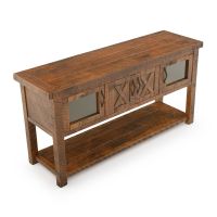 Western Winds 4 Door Rustic Sofa Table, Console Table, Sideboard - Antique Barnwood Finish