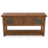 Western Winds 4 Door Rustic Sofa Table, Console Table, Sideboard - Antique Barnwood Finish