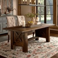 Western Winds Rustic Barn Door Dining Table--Antique Barnwood Finish