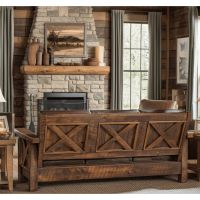 Western Winds Weathered Wood Sofa - Antique Barnwood Finish - Leather Fabric Cushions