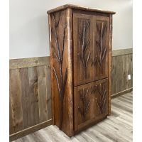 Woodland Forest Rustic Log Linen Closet - 36"W - Barnwood Lager Finish - Double Door