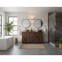 Solid Wood Bathroom Vanity: Some lifestyle images are created with AI for visualization purposes. Crafted from natural solid wood, each piece is unique and will vary.