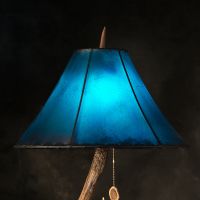 Rustic Rawhide 18" Round Teal Lampshade