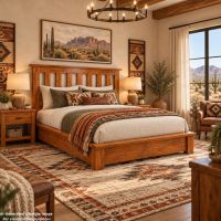 Rustic Storage Bed: This image was generated or modified using AI for visualization purposes.
