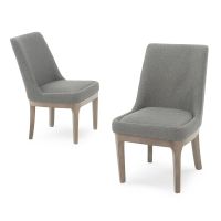 Wingback Birch Upholstered Dining Chair - Flannel Grey Fabric