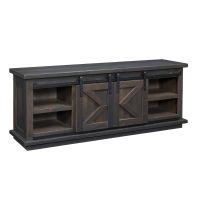 Winslow Rustic Barn Door Reclaimed TV Stand - Creek Slate Finish