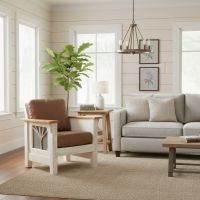 Barnwood Lounge Chair: Some lifestyle images are created with AI for visualization purposes. Crafted from natural solid wood, each piece is unique and will vary.