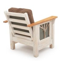 Winter Forest Cottage Barnwood Lounge Chair - Brown Genuine Leather Cushions
