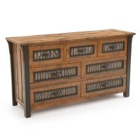 Winter Forest Rustic 7 Drawer Barnwood Dresser