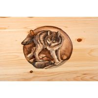 Carved Wolf Scene