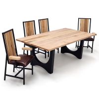 Woodland Industrial Style Dining Chairs & Modern Double Arch Dining Table - Maple