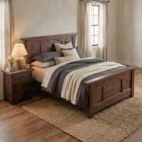 Rustic Bed: Some lifestyle images are created with AI for visualization purposes. Crafted from natural solid wood, each piece is unique and will vary.