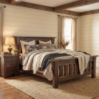 Rustic Spindle Bed: Some lifestyle images are created with AI for visualization purposes. Crafted from natural solid wood, each piece is unique and will vary.