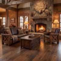 Rustic Coffee Table: Some lifestyle images are created with AI for visualization purposes. Crafted from natural solid wood, each piece is unique and will vary.