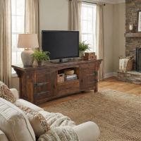 Rustic TV Stand: Some lifestyle images are created with AI for visualization purposes. Crafted from natural solid wood, each piece is unique and will vary.