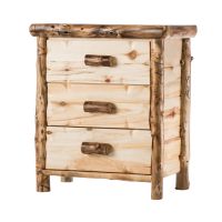 Yellowstone Aspen 3 Drawer Log Chest--Flat drawer fronts, Clear finish, Light aspen, Standard logs